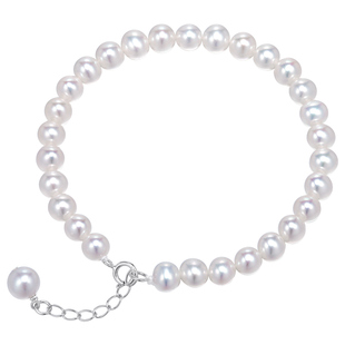 黛米珠宝 依偎 5-6mm近圆形无核淡水珍珠手链 S925银调节链女SSS