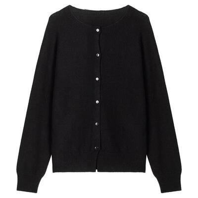 KEIKO简约百搭100%羊毛针织开衫