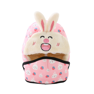 卡通口罩雷锋帽冬季婴儿童护耳帽子冬天男童女宝宝保暖加绒防风帽