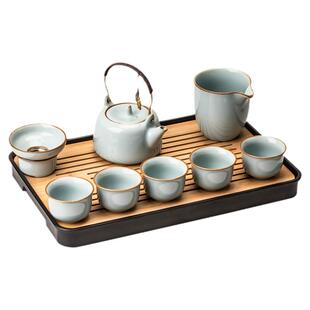 官窑功夫茶具套装家用办公室高档陶瓷提梁泡茶壶盖碗茶杯2026新款