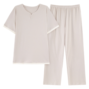 2026新款睡衣男款夏季100%纯棉短袖长裤套头青少年夏天大码家居服