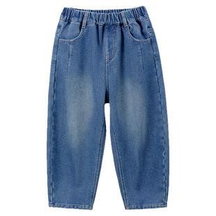 男童牛仔裤加绒儿童裤子秋冬新款男孩长裤蓝色青少年休闲裤直筒裤