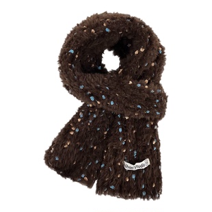 2025新款仿貂绒彩色豆豆针织围巾男女冬季保暖百搭软糯毛绒围脖潮