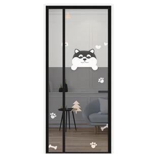 防蚊门帘夏季自粘帘全磁条侧开款隔断免打孔卡通高档加密印花纱门