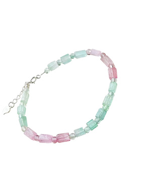 国潮马卡龙蓝碧玺手链方糖随形玻璃体小清新彩虹手串原创项链女