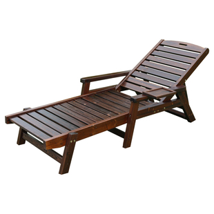 碳化躺椅午休睡椅庭院靠背椅防腐实木海边沙滩椅户外成人阳台椅子