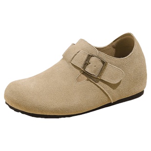 内增高6cm真皮全包勃肯鞋女外穿2026新款厚底懒人一脚蹬博肯单鞋