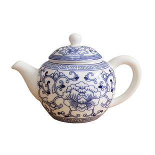 羊脂玉白地青花壶德化陶瓷功夫茶具单壶怀旧老茶壶老式家用泡茶壶