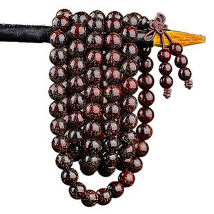 星玺印度小叶紫檀手串手链6mm108颗爆满金星0.6高油密老料佛珠女