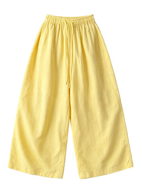 2026年夏季新款女裤基础阔腿裤女夏天宽松松弛感黄色出片休闲裤