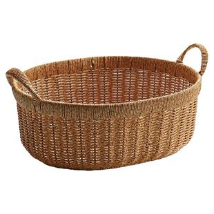 田园家用水果盘大号仿藤编织厨房蔬菜篮客厅零食杂物筐沥水篮双耳