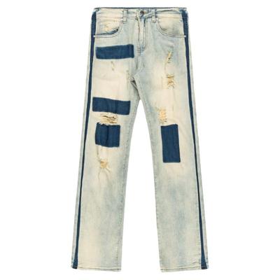 新因素黄泥染宽松直筒破洞牛仔裤