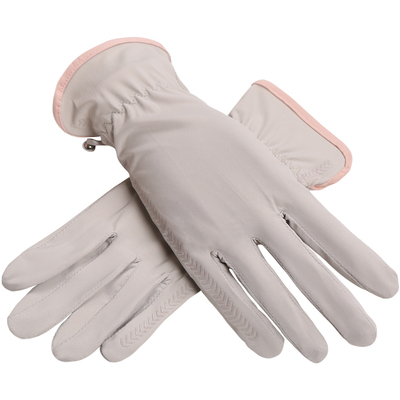 女士冰丝露二指骑车开车防晒手套