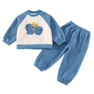 宝宝睡衣冬加厚奥丽绒儿童保暖套头家居服卡通男童分体睡衣套装秋