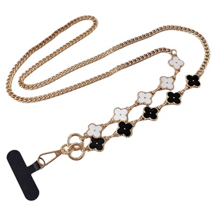 四叶草斜挎可背手机链结实耐用金属链条花朵拼接设计挂链包包侧背长款背链小众轻奢风高级背带链子挂绳垫片壳