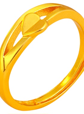 新款仿黄金色多款戒指女款时尚小众设计感开口调节指环备婚首饰