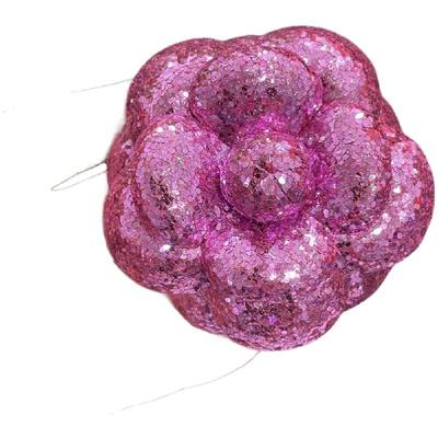 格丽特高档山茶花胸针定制亮片百搭手工发夹饰品胸花女直径6.6cm