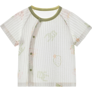 宝宝短袖上衣夏季1岁2男童女童睡衣单件儿童薄款透气夏装婴儿衣服