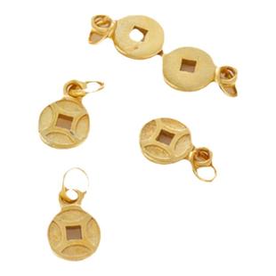 18k包金镀金保色古法沙金小钱币金币吊坠挂饰diy饰品配件手链配饰