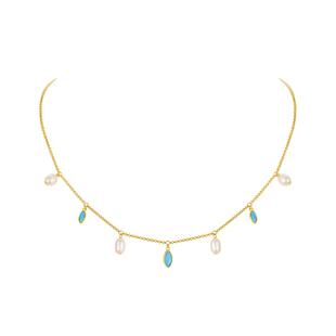 ZEGL夏日配饰多巴胺绿松石项链女海月松风颈链淡水珍珠锁骨链饰品