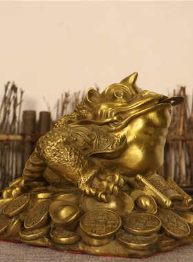 金蟾纯黄铜铜器精品家具客厅办公室汽车内饰摆件茶宠小手把件