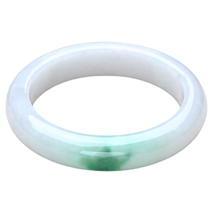 五花八门翡翠手镯女款天然a货翡翠白底飘阳绿平安镯正品41859