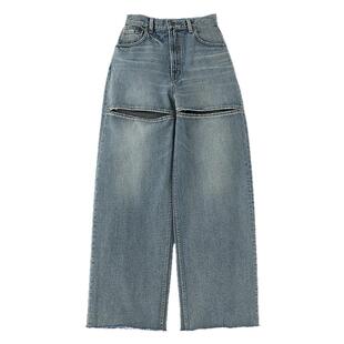 MOUSSY 春季个性破洞设计宽松直筒牛仔裤女010HS711-0470