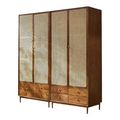 收纳双门实木卧室藤编衣柜北欧