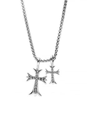 欧美ins复古嘻哈镶钻大小十字架项链 潮男女个性吊坠潮百搭毛衣链