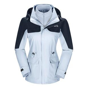 【山色】伯希和户外冲锋衣女秋冬新款三合一防暴雨徒步登山外套男