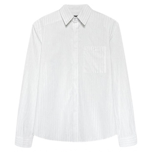 TRENDYWU 法式轻钱“禁欲”立体浮雕条纹垫肩塑形OV抗皱质感衬衫