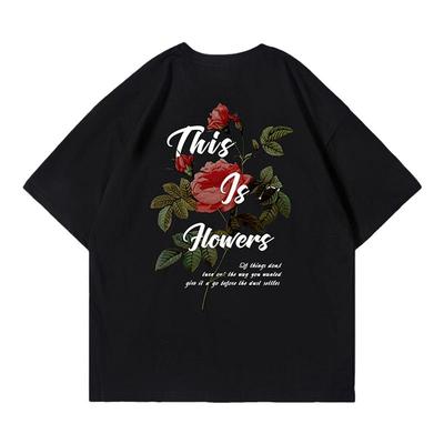 美式复古玫瑰情侣装t恤