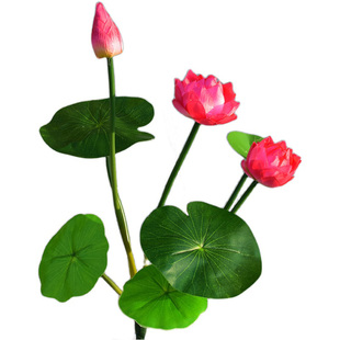 单支仿真荷花莲花荷叶把束小假花塑料花荷花荷叶一体装饰小把束花
