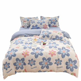 南通家纺四件套全棉秋冬床上用品100纯棉床单被套学生宿舍三件套4