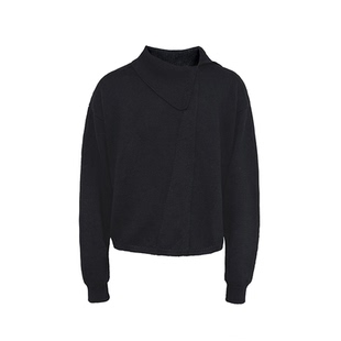 JCAESAR SWEATER 斜领毛衣 高含量毛纱保暖 不对称裁片设计 黑色