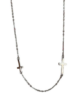 十字架极细叠戴必入银项链