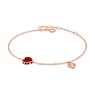 TSL谢瑞麟小心意系列18K金手链镶嵌爱心红玛瑙手饰女士63912