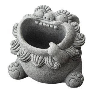 创意青砂石风师爷烟灰缸防飞灰复古客厅家用办公室可爱烟缸高级感