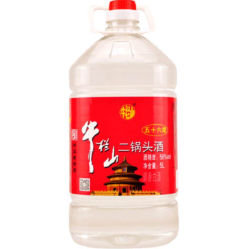 牛栏山二锅头酒水56度5L桶国产高度清香风格酒家用大桶装酒水