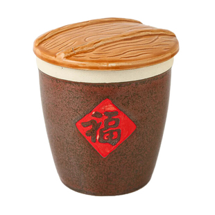 创意厨房调料缸红色福字缸中式餐厅调味罐水杯酱缸带盖油盐酱醋罐