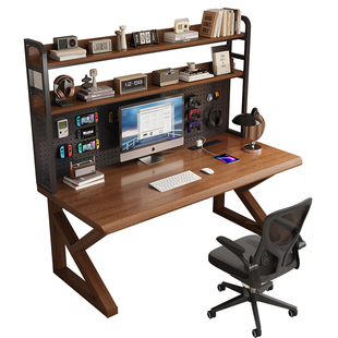 纯实木电脑桌台式家用卧室洞洞板学习桌工作台双人大板书桌办公桌