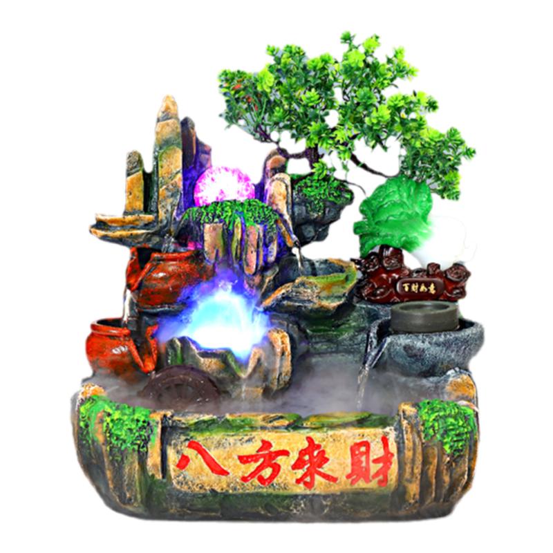 假山流水瀑布水循环空气加湿器风水轮招财鱼缸卧室装饰品高档摆件