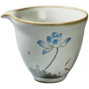 容山堂官窑彩绘公道杯大号可养开片分茶器仿古茶海功夫茶具茶漏架