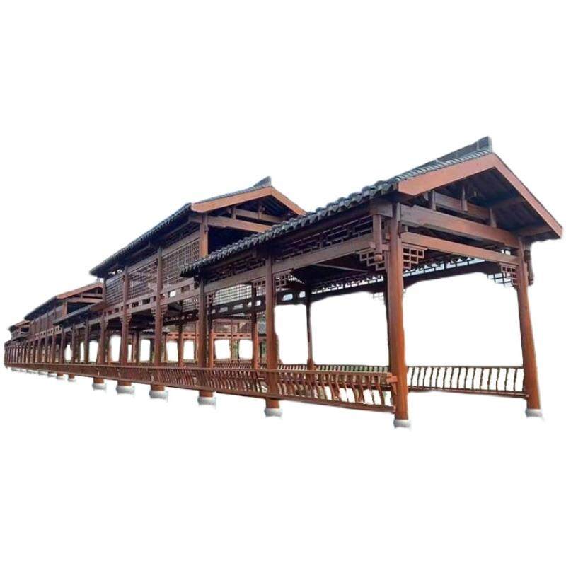 古建文化长廊户外景观庭院葡萄架亭子防腐木美式乡村碳化水榭厂家