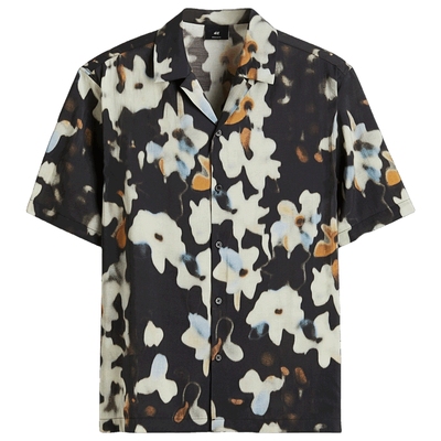 HM男装衬衫春季标准版型方领古巴领印花衬衫1289800