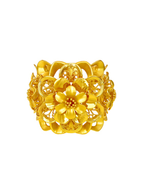 中式新娘镂空三金手镯