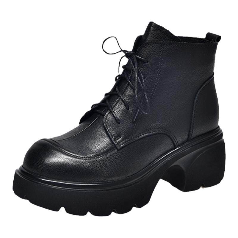 马丁靴女鞋系带牛皮靴子