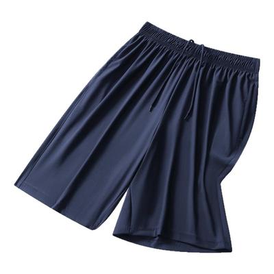 夏季冰丝校服裤藏青色无杠初中高学生休闲五分裤运动短裤宽松速干