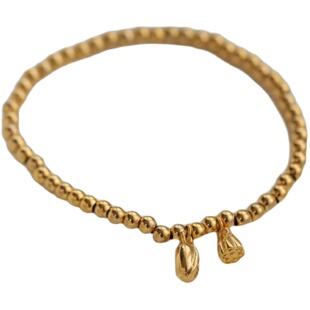 不掉色金色新款莲蓬莲花小金珠手链手串女生闺蜜小众情人节