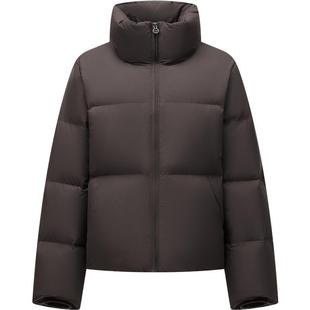 坦博尔鹅绒短款羽绒服立领面包服廓形高充绒量加厚保暖舒适女外套